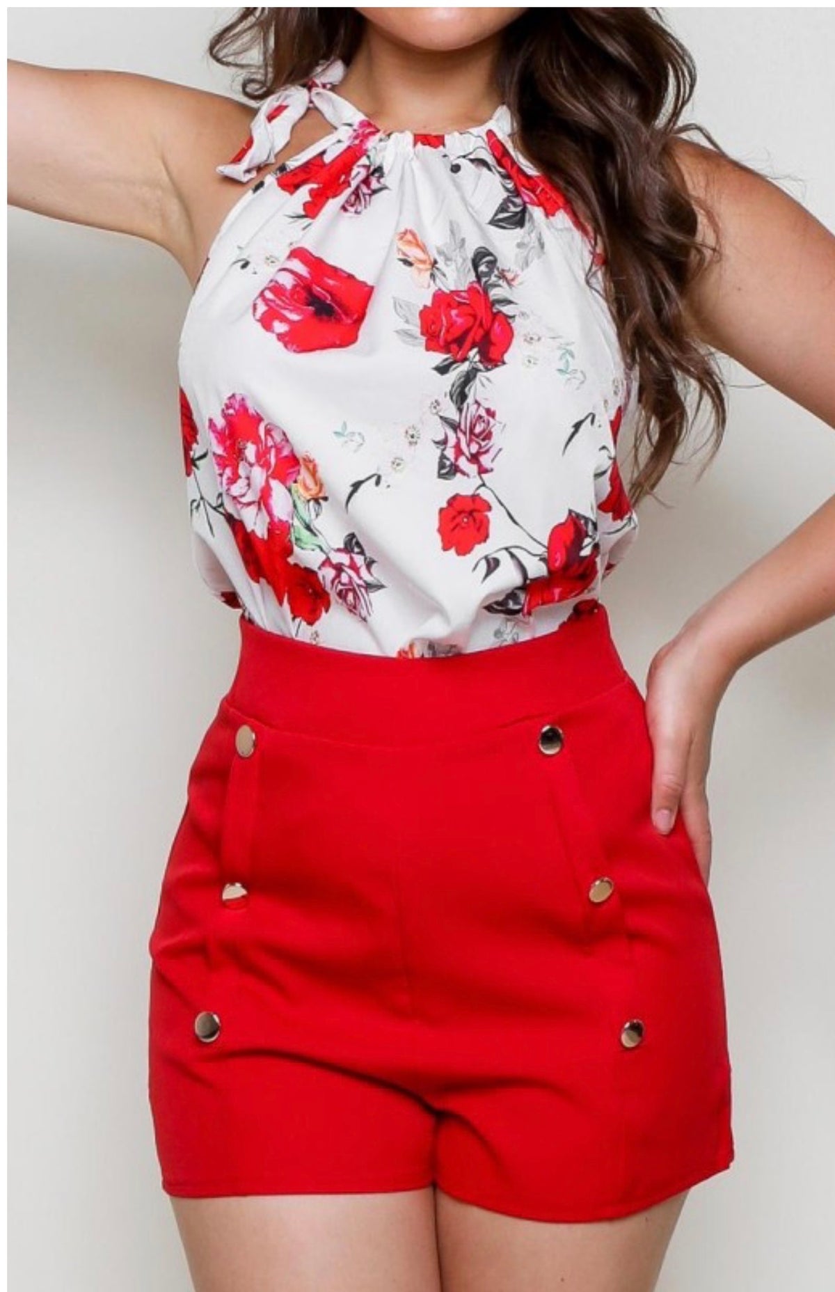 Casual floral tank & stylish short set